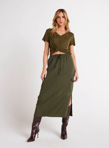 Bella Dahl Cargo Midi Olive Skirt