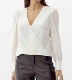 Greylin Lourdes Wrap Front Cuff Blouse