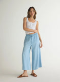 Bella Dahl Ruffle Waist Wide Leg Crop Pant - Light Riviera Wash