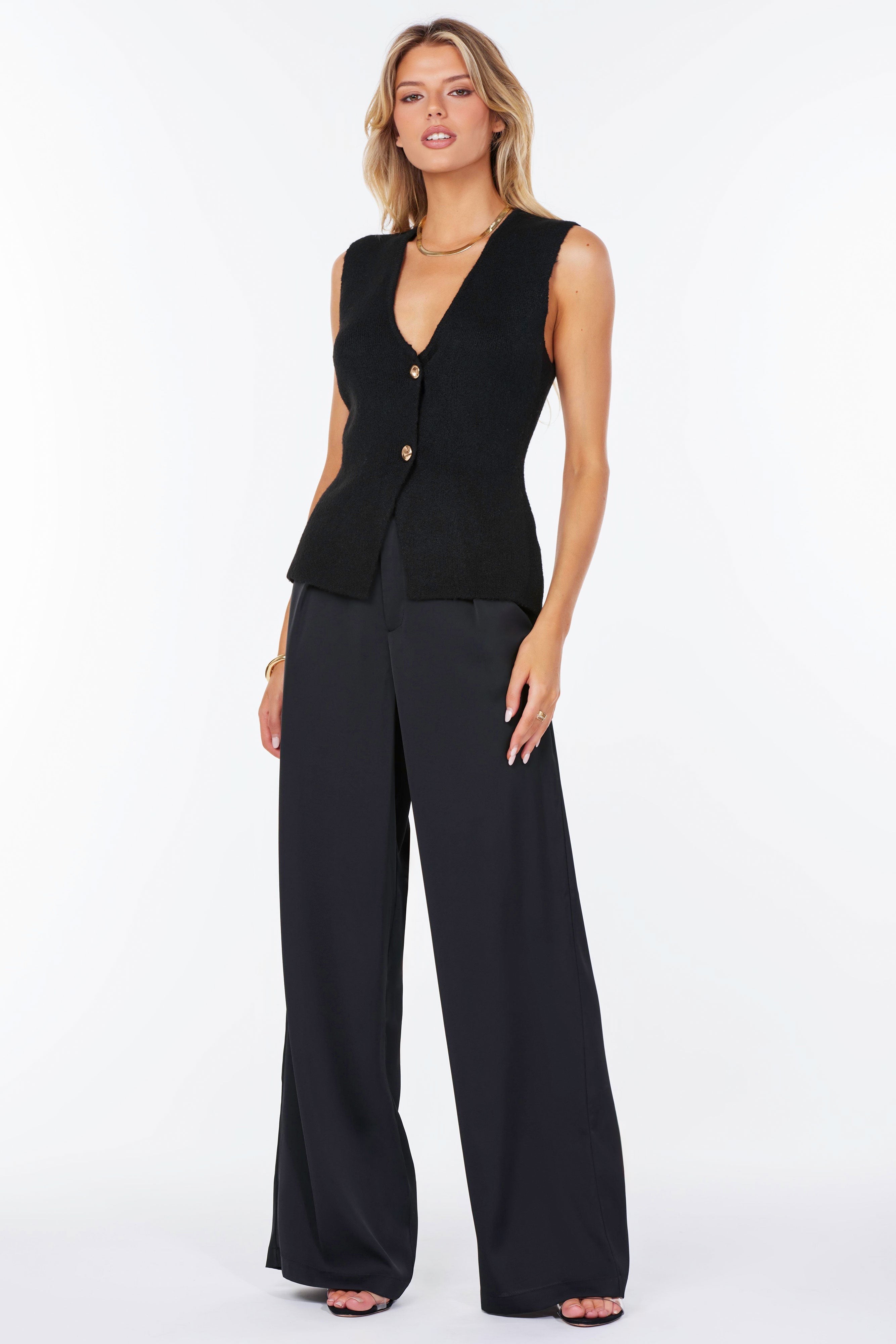 Bishop + Young Gelina Sleeveless Sweater Vest - Black