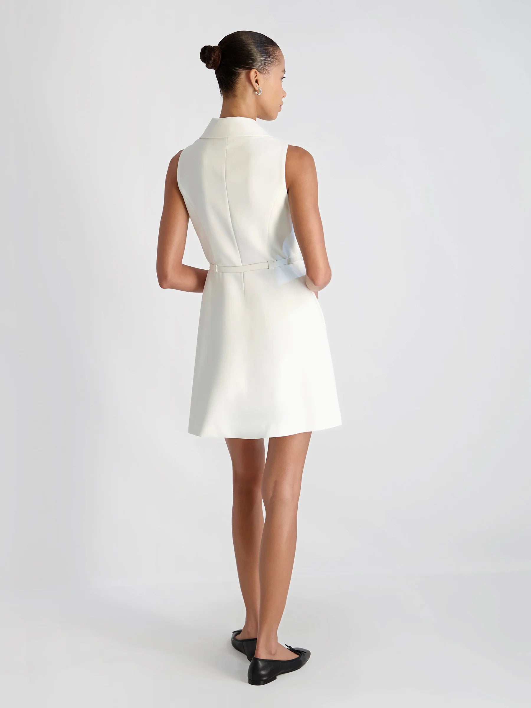 French Connection Azra Twill Belted Dress - White