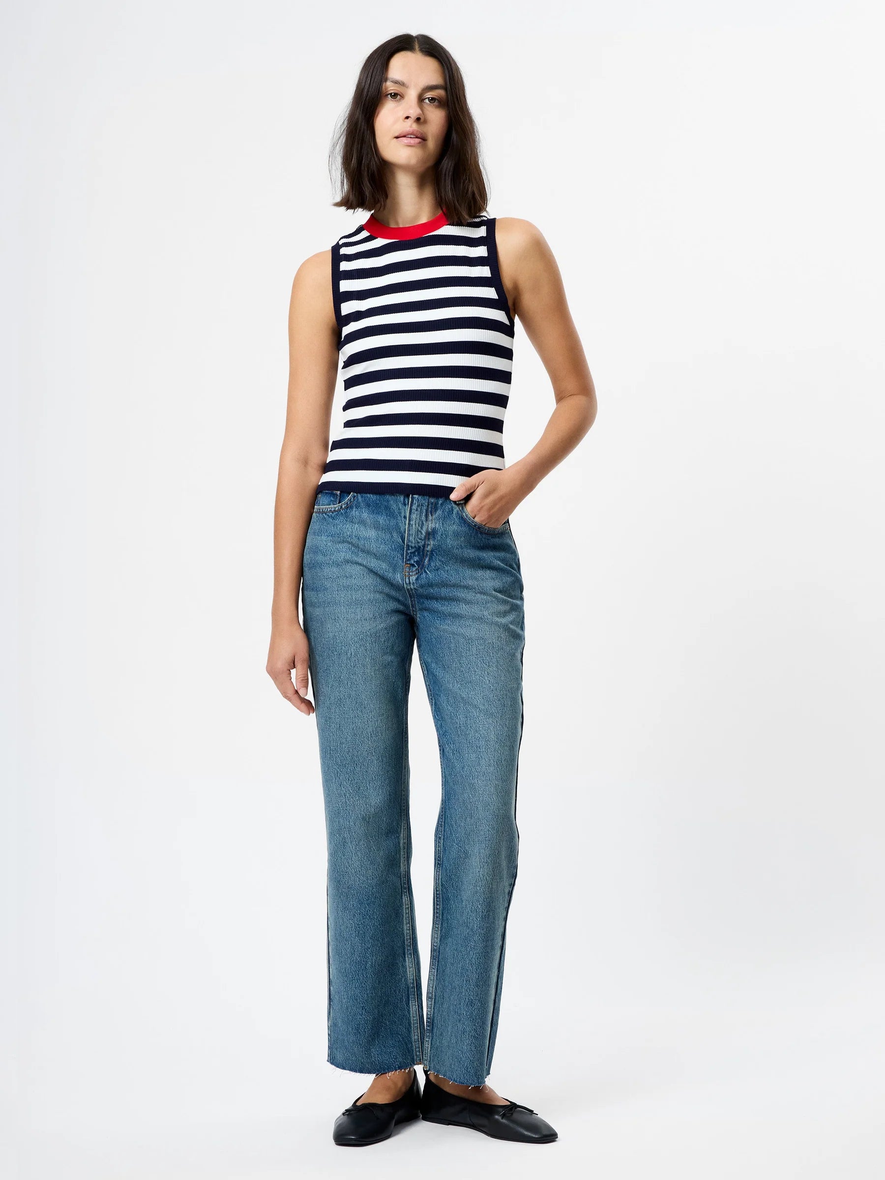 French Connection Esmae Rib Knit Striped Tank