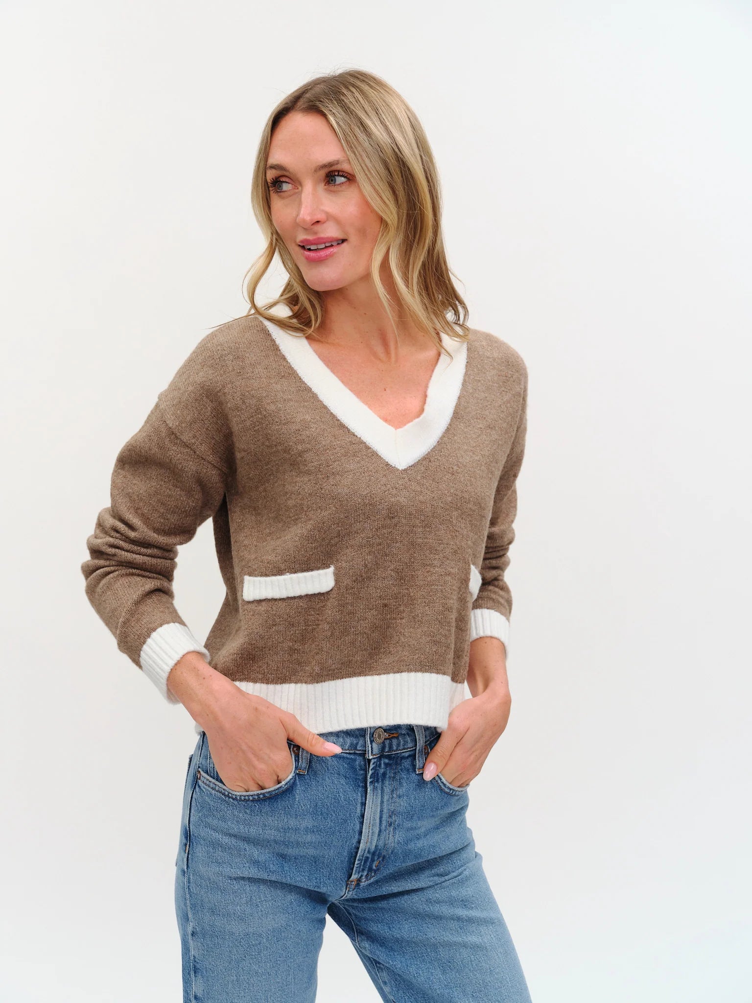 Six Fifty Libby V-Neck Sweater - Brown
