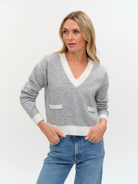 Six Fifty Libby V-Neck Sweater - Heather Grey