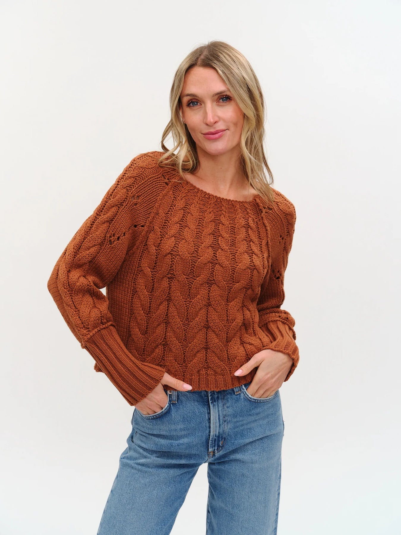 Six Fifty Alexa Cable Knit Sweater - Rust