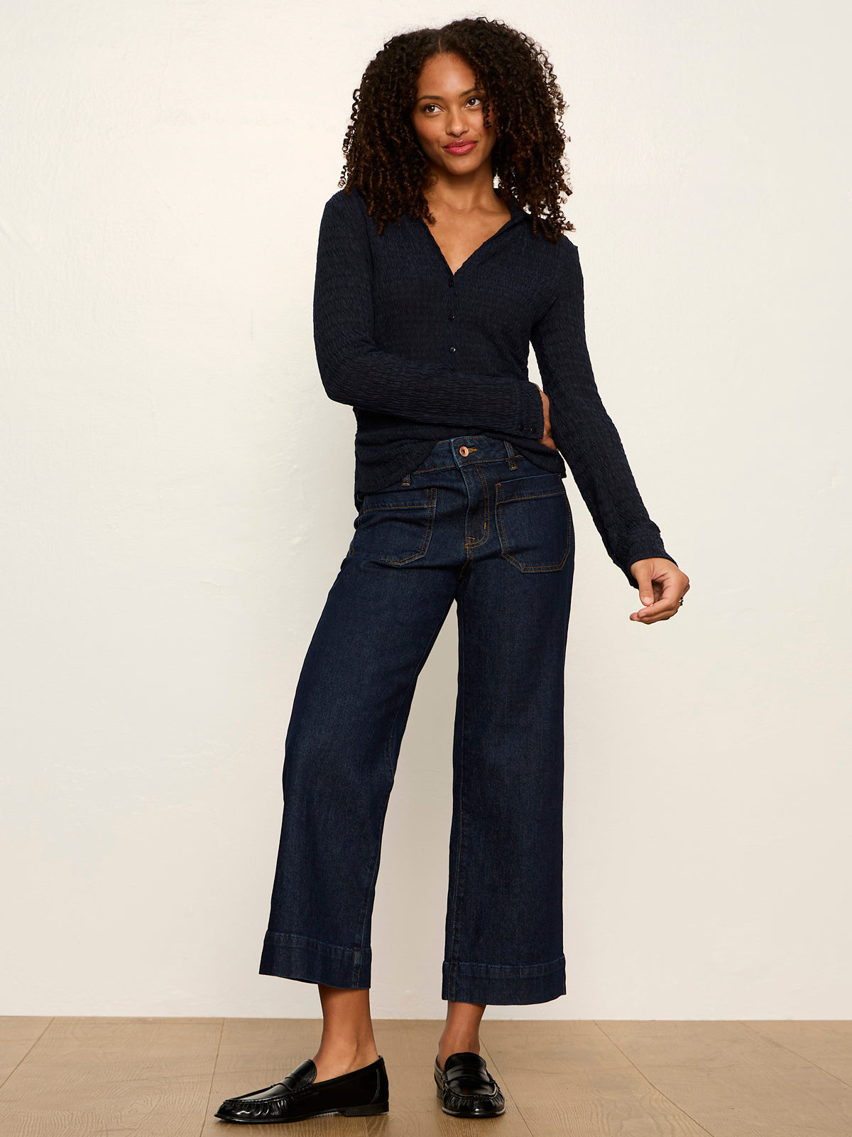 Sanctuary Juno Textured Button Front Top