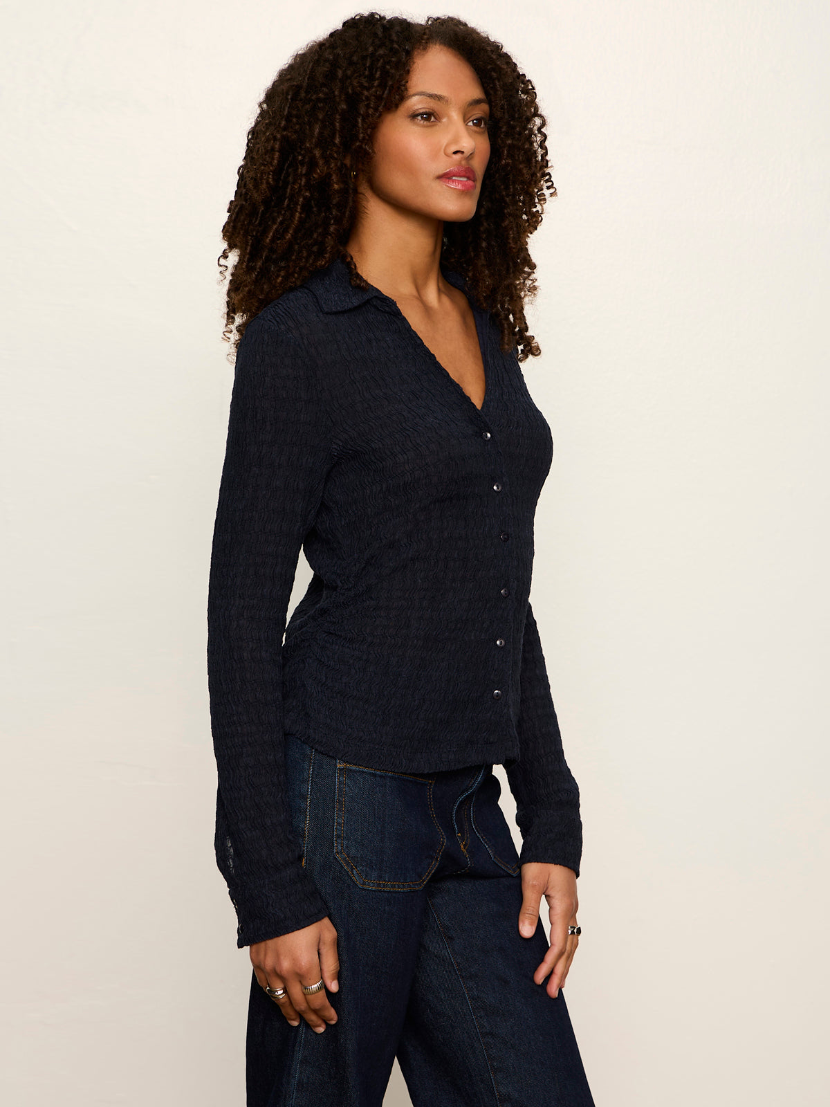 Sanctuary Juno Textured Button Front Top