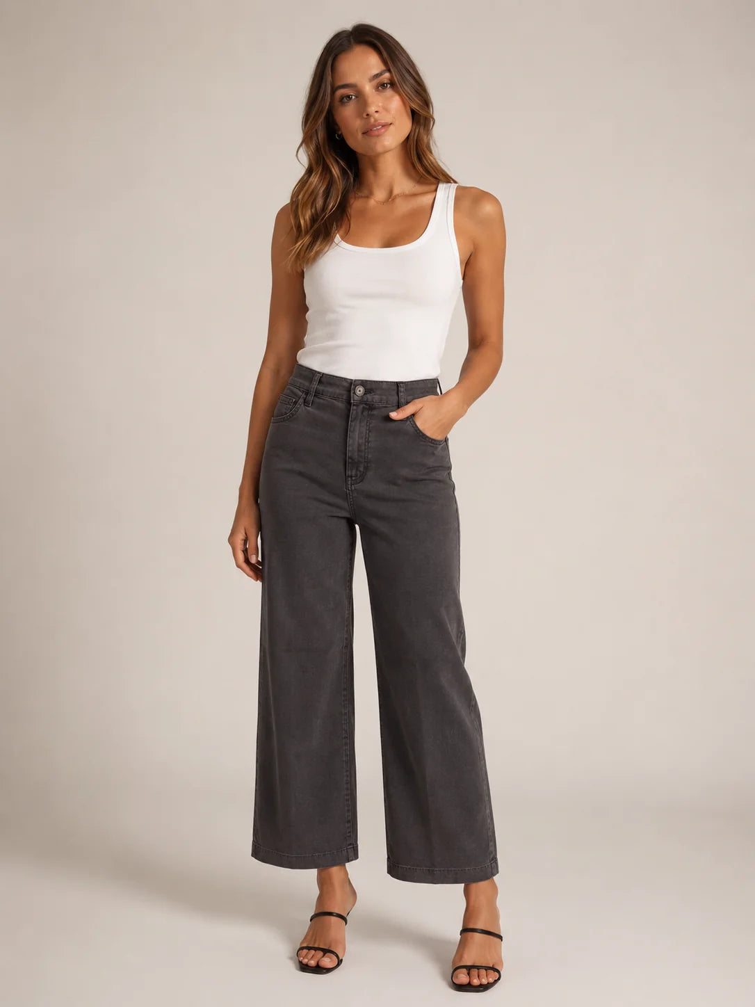 Level 99 Annabelle Crop Wide Leg - Smokey Grey