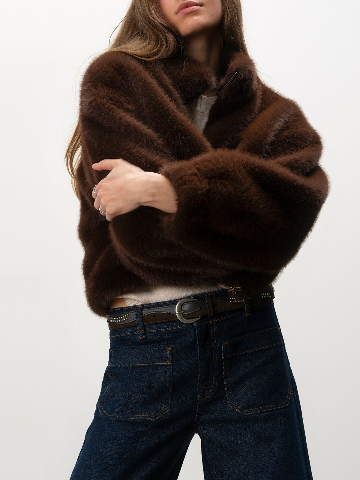 Sanctuary Everest Bomber Fur Jacket - Espresso