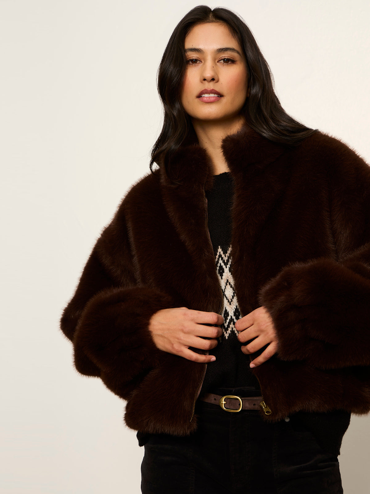 Sanctuary Everest Bomber Fur Jacket - Espresso