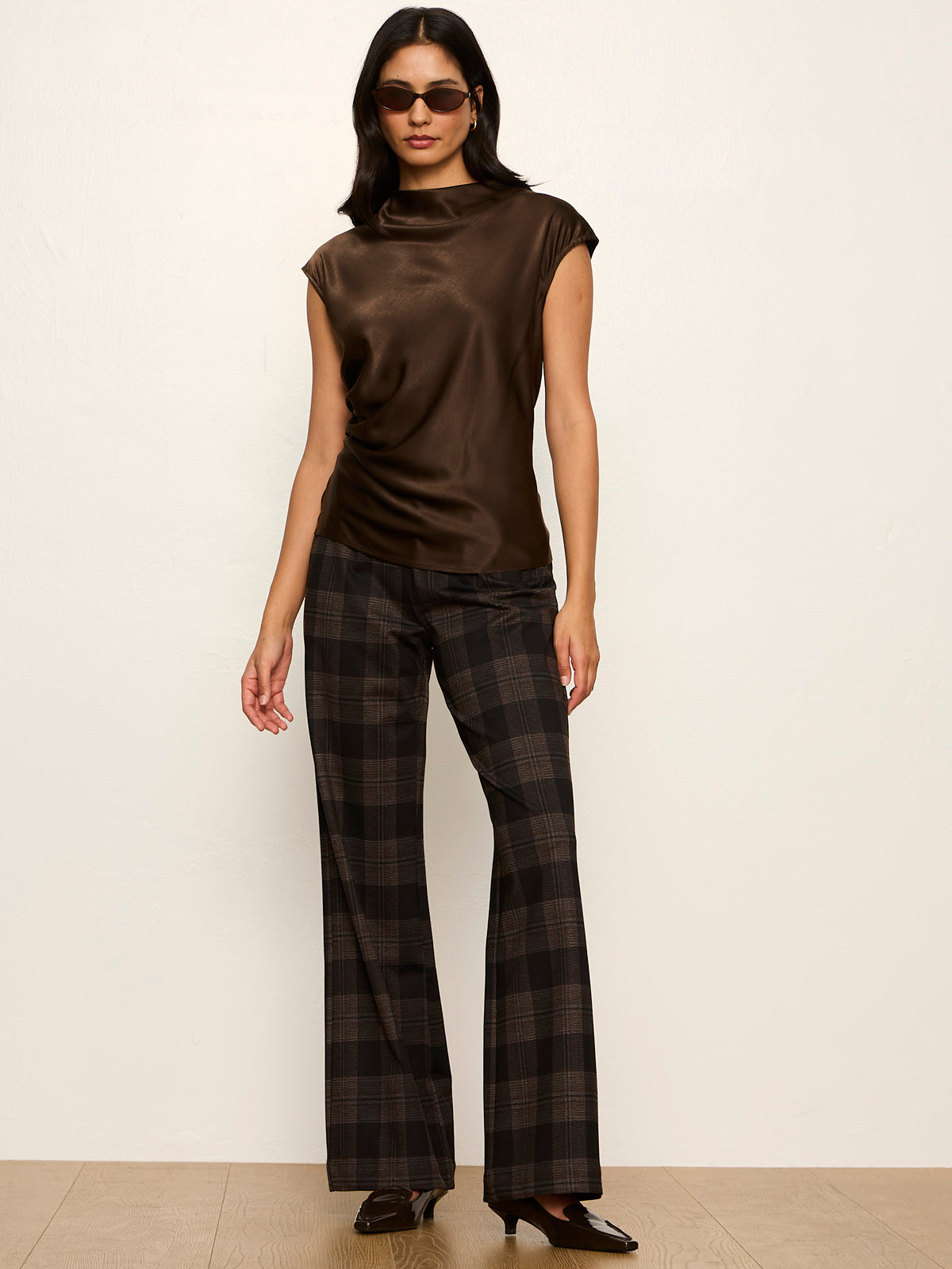 Sanctuary Relay Pull On Pant - Espresso Plaid