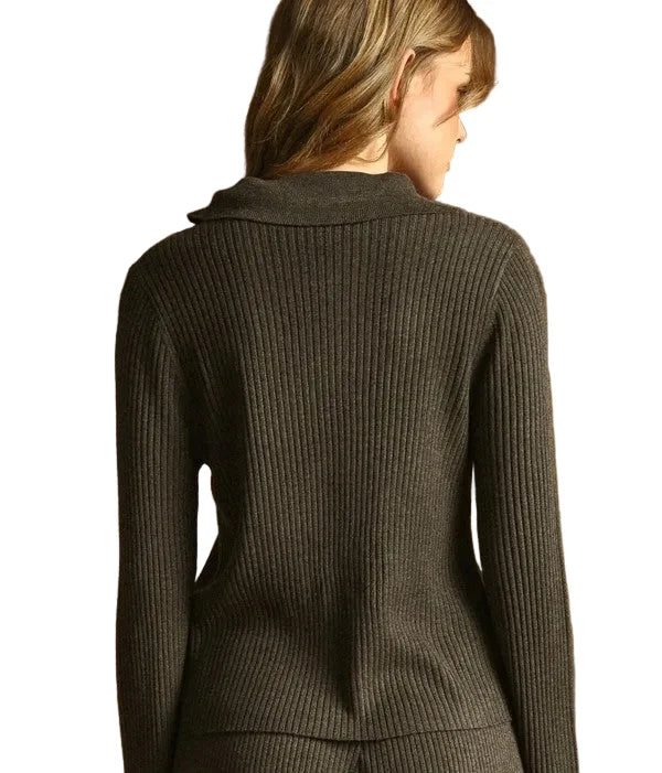 Miou Muse Zip Up Ribbed Long Sleeve Jacket