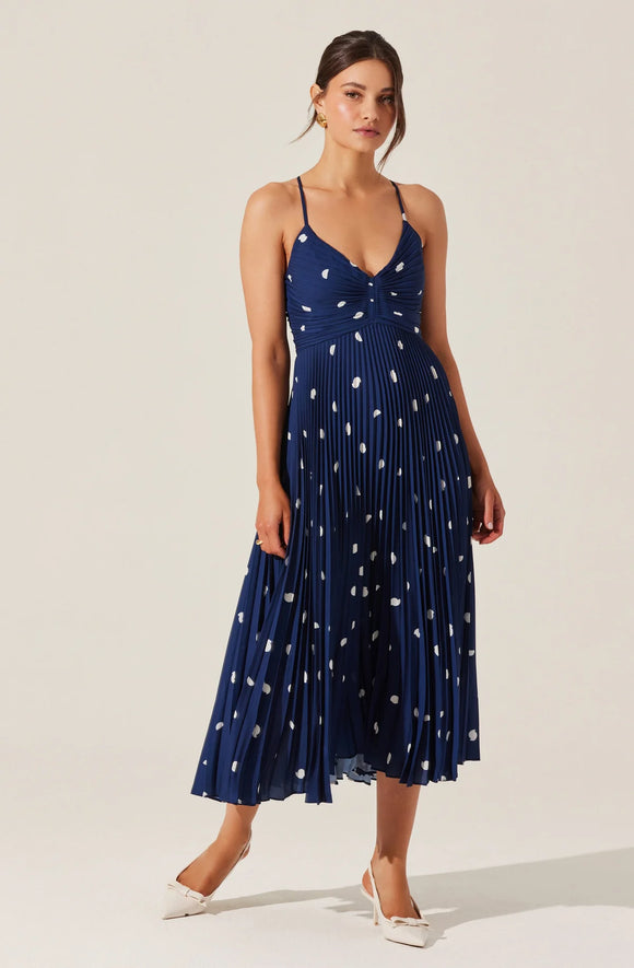 ASTR Blythe Navy Polka Dot Dress