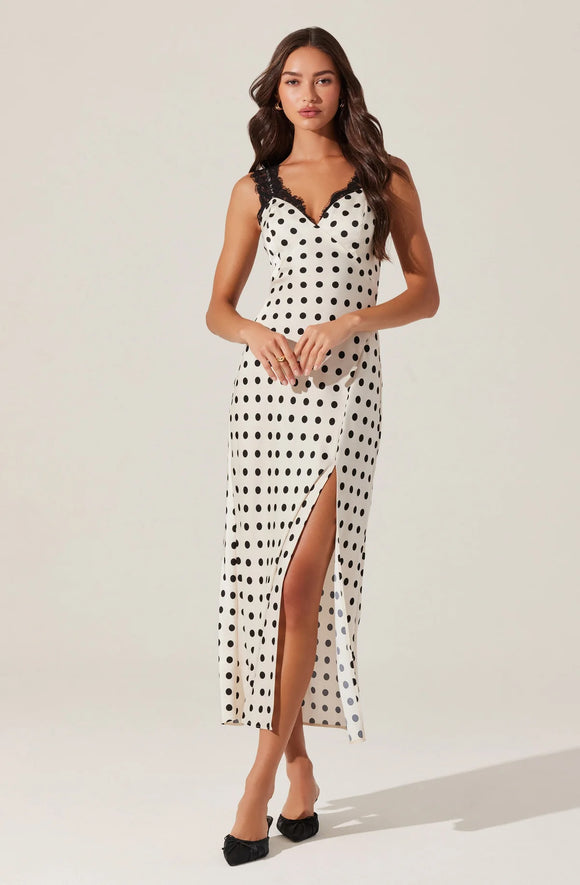 ASTR Eirene Black Polka Dot Dress