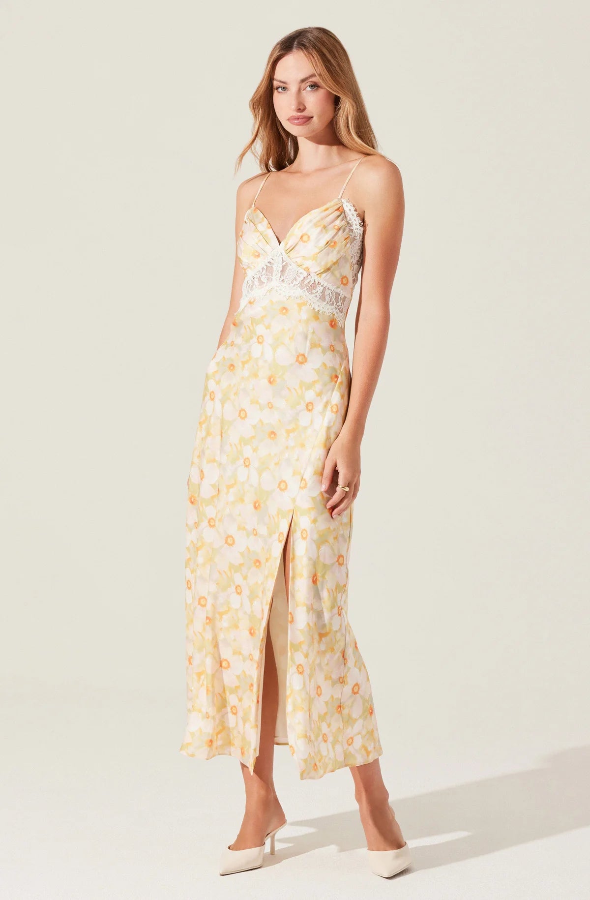 ASTR Ivanna Yellow Floral Dress