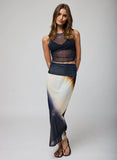 Stillwater Mesh Slinky Fold Down Maxi Skirt - Night