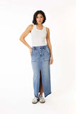 Level 99 Carol Exposed Button Denim Skirt