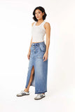 Level 99 Carol Exposed Button Denim Skirt