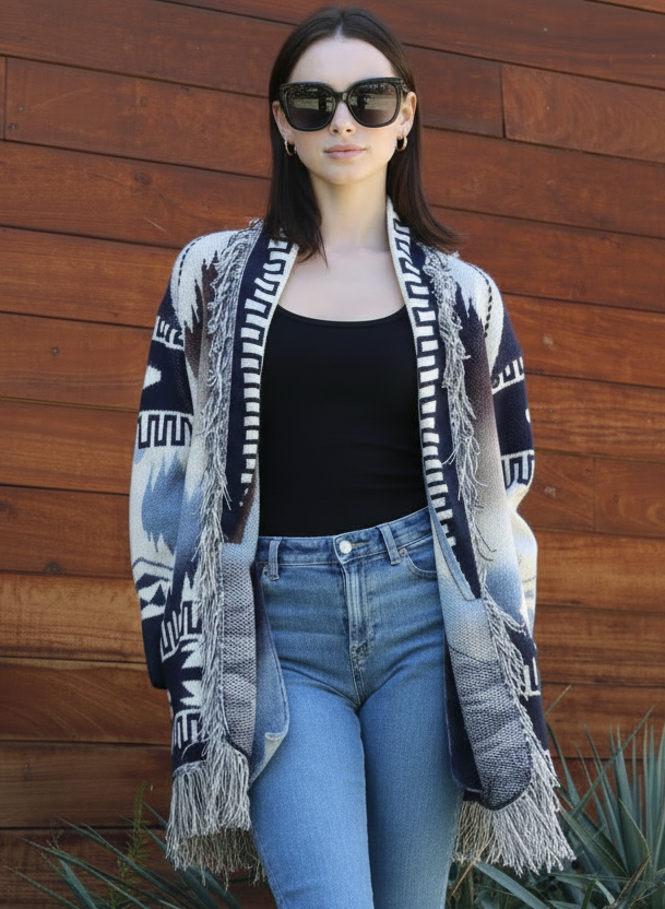Angie Aztec Design Fringe Shawl