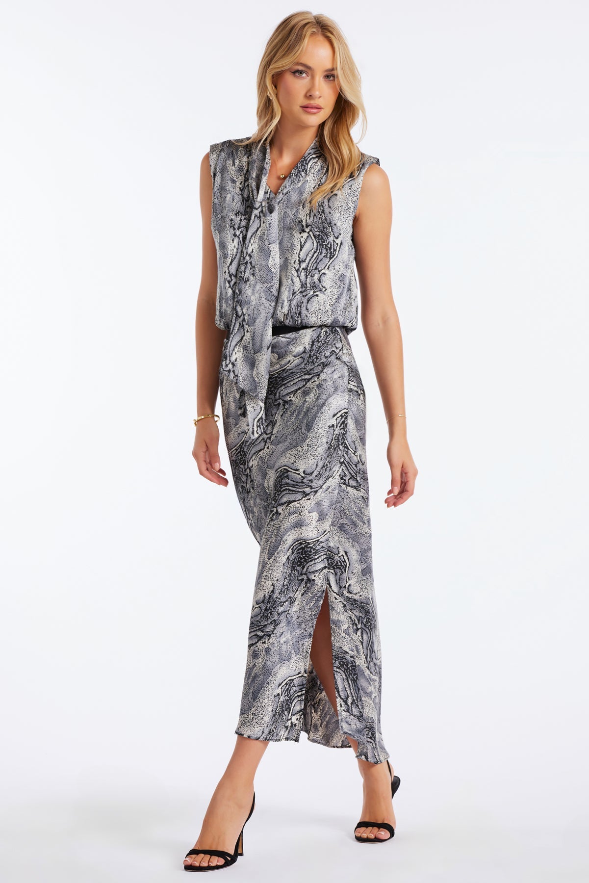 Bishop+Young Bias Cut Slip Python Skirt