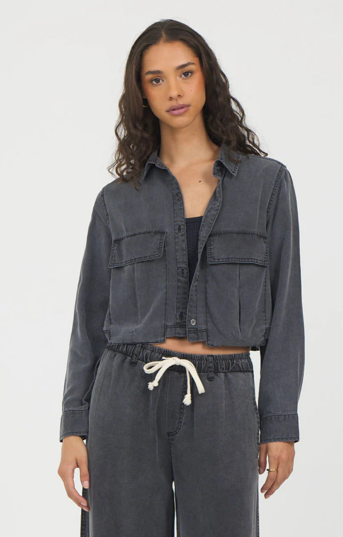 Vintage Havana Charcoal Tencel Button Down