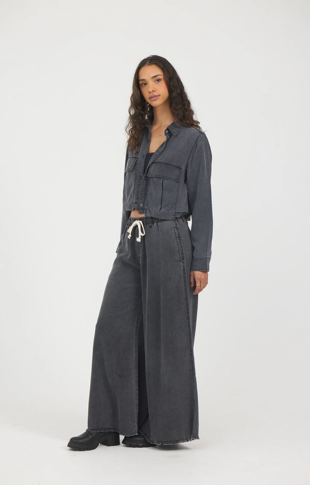 Vintage Havana Charcoal Tencel Button Down