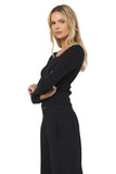 Vintage Havana Washed Black Ribbed Long Sleeve Henley