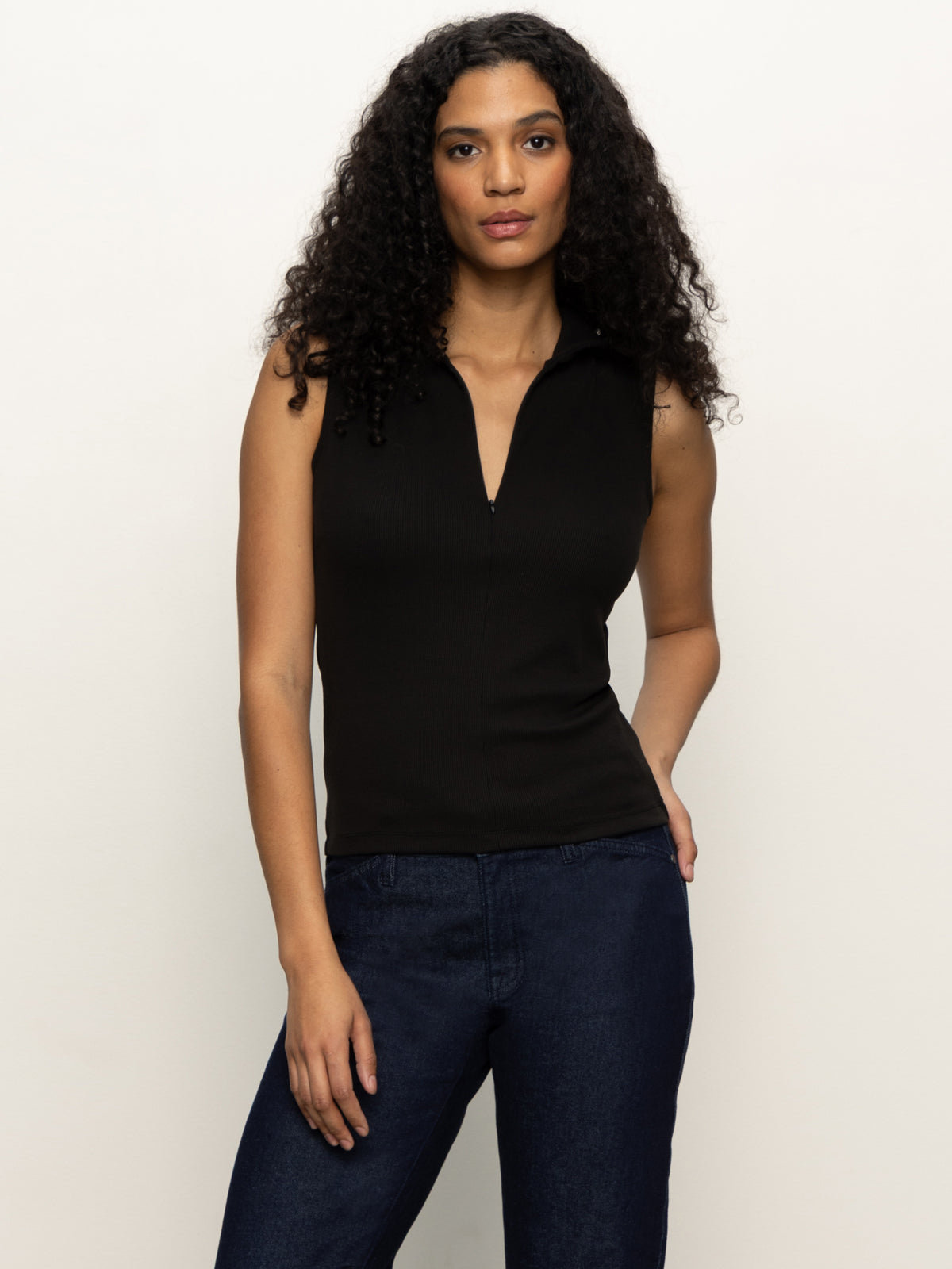 Sanctuary Sleeveless Zip Mock Neck Top