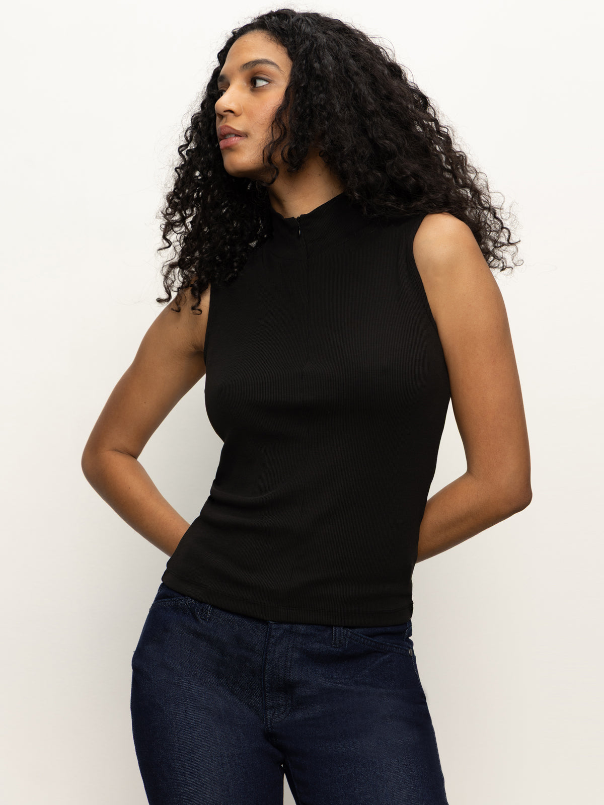 Sanctuary Sleeveless Zip Mock Neck Top