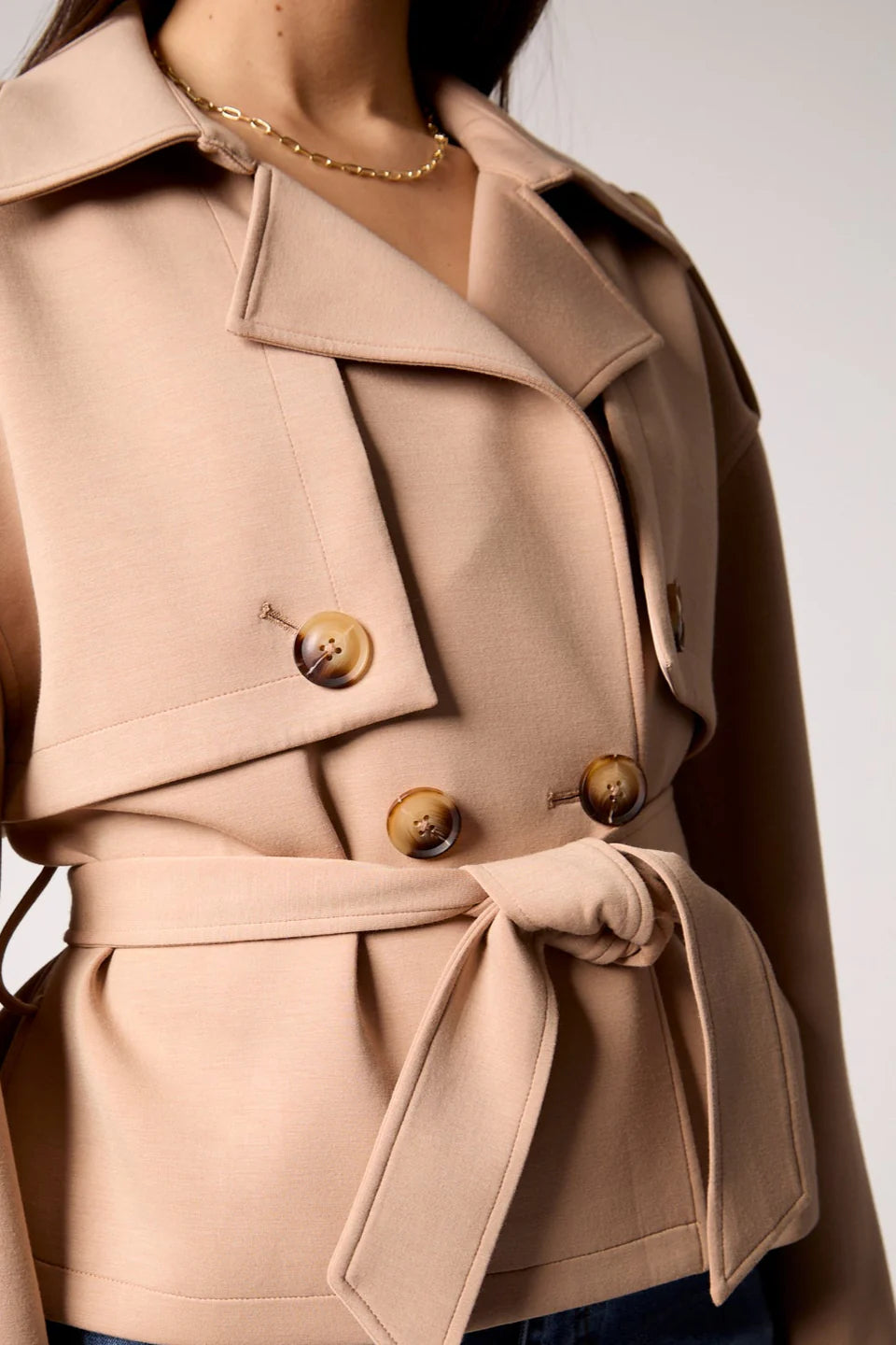 Blue Revival Charli Cropped Scuba Trench Coat