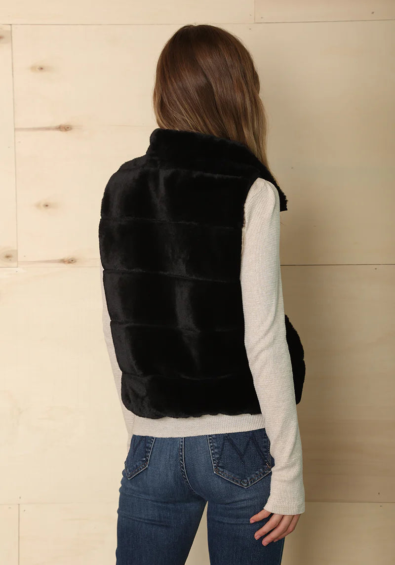 Dylan Classic Fur Reversible Vest - Black