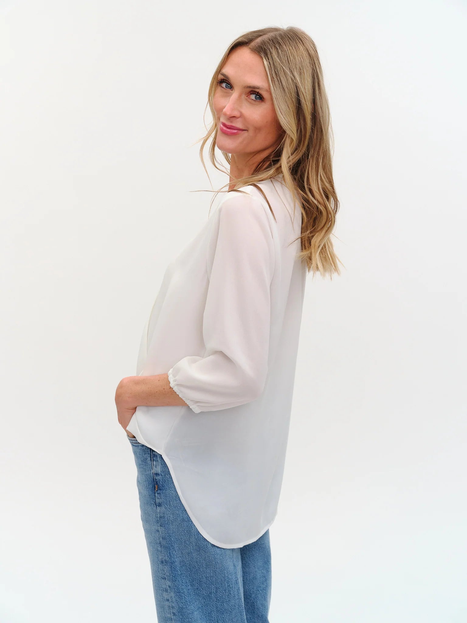 Six Fifty Vanessa 3/4 Sleeve Surplus Blouse - Ivory