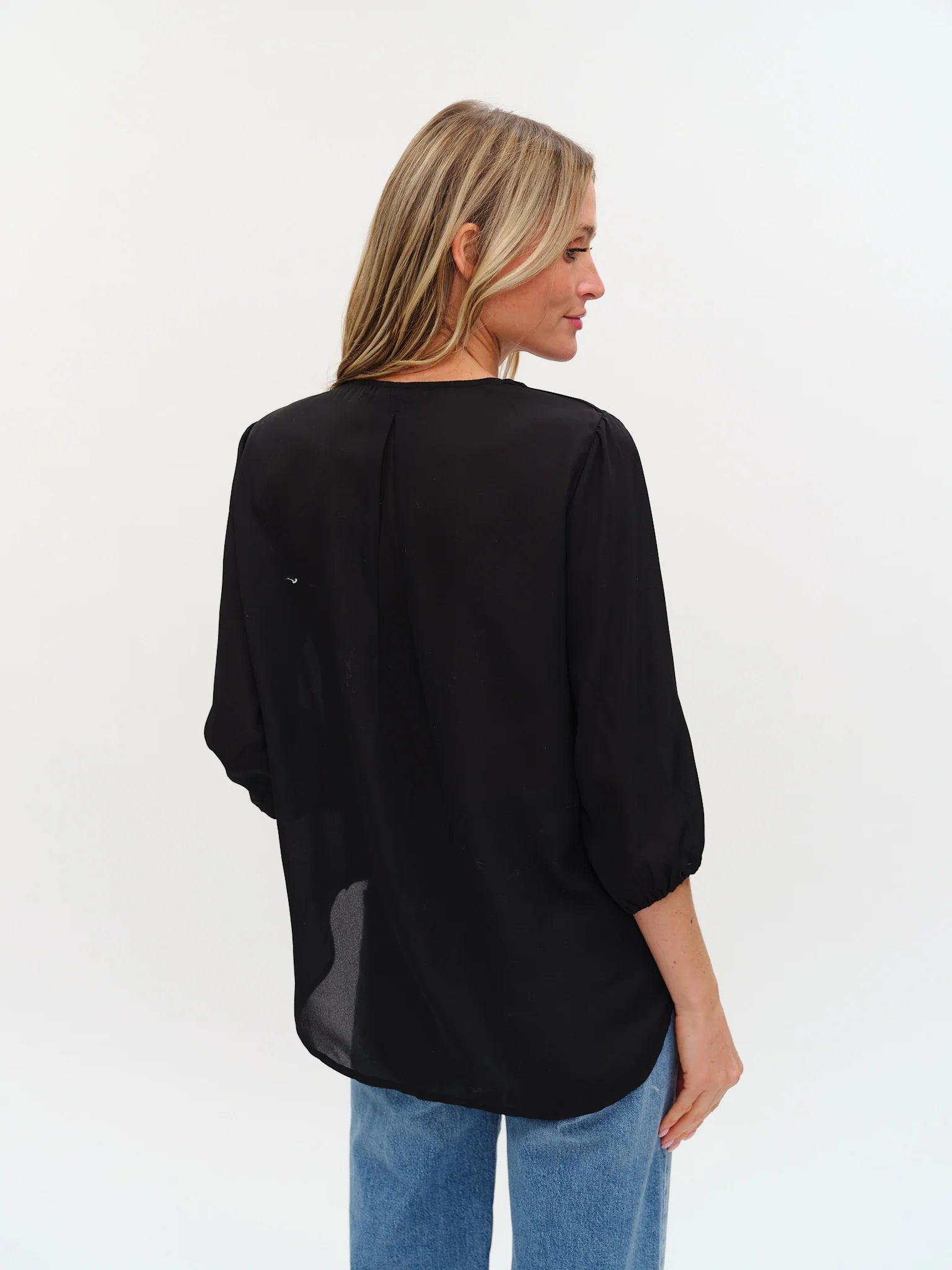 Six Fifty Vanessa 3/4 Sleeve Surplus Blouse - Black