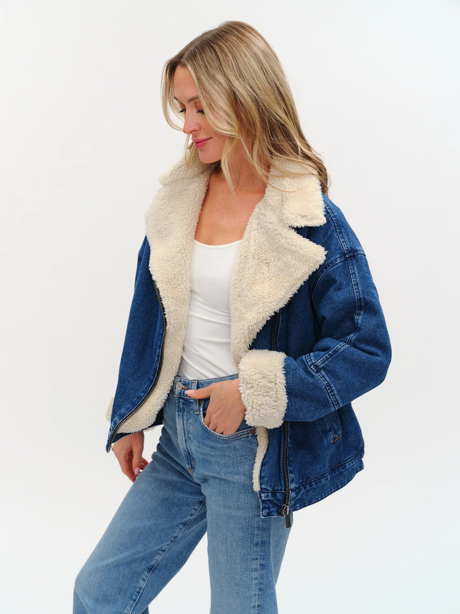 Six Fifty Williston Oversized Faux Fur Denim Jacket