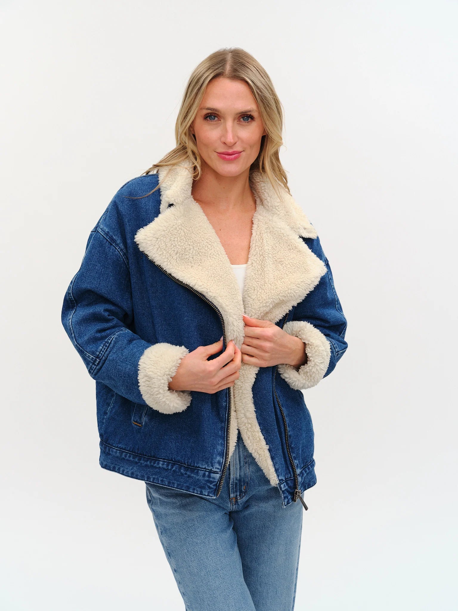 Six Fifty Williston Oversized Faux Fur Denim Jacket