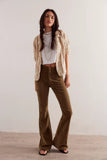 Free People Fir Green Jayde Cord Flare Pant