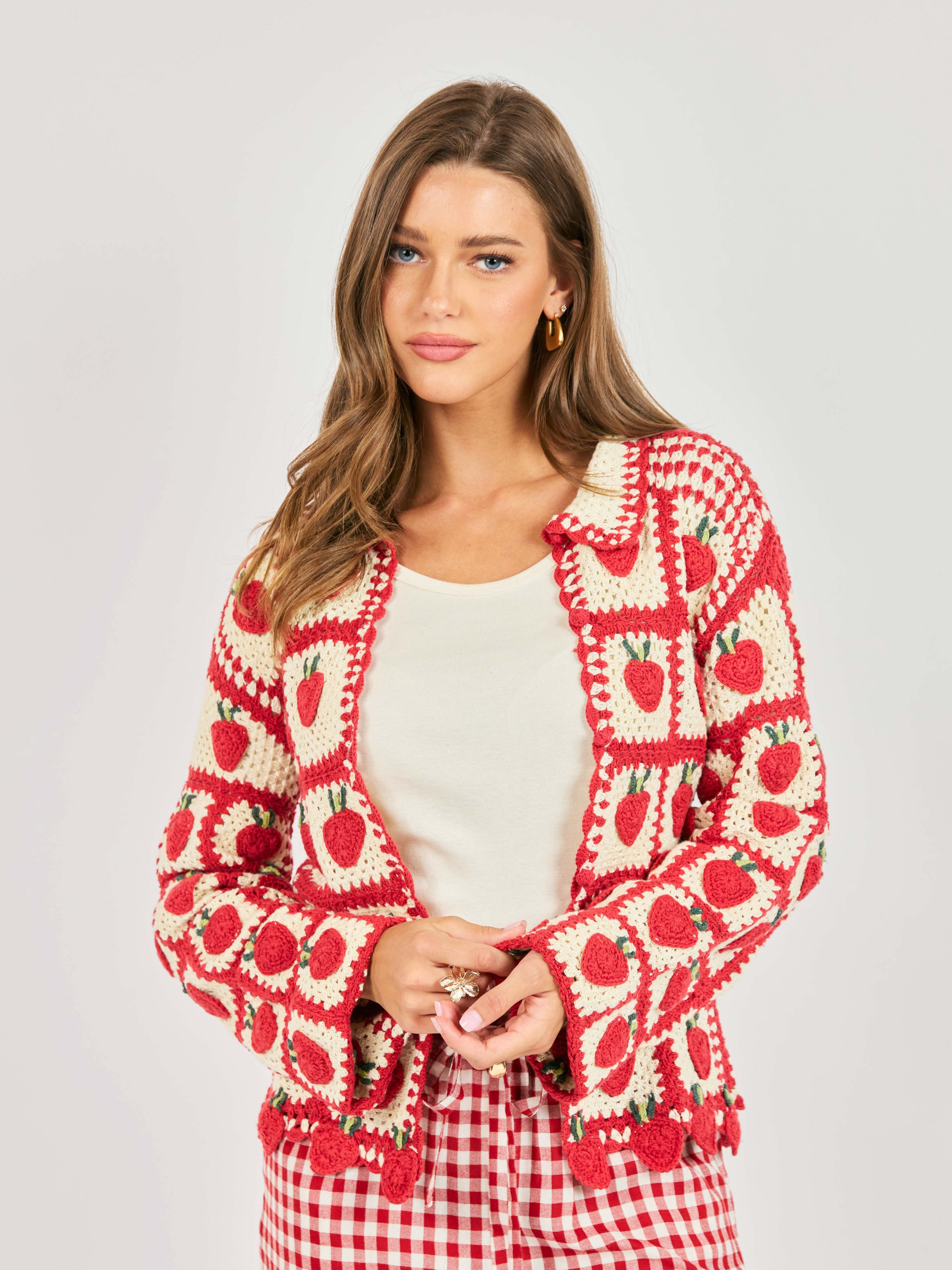 Sadie & Sage Berrylicious Crochet Cardigan