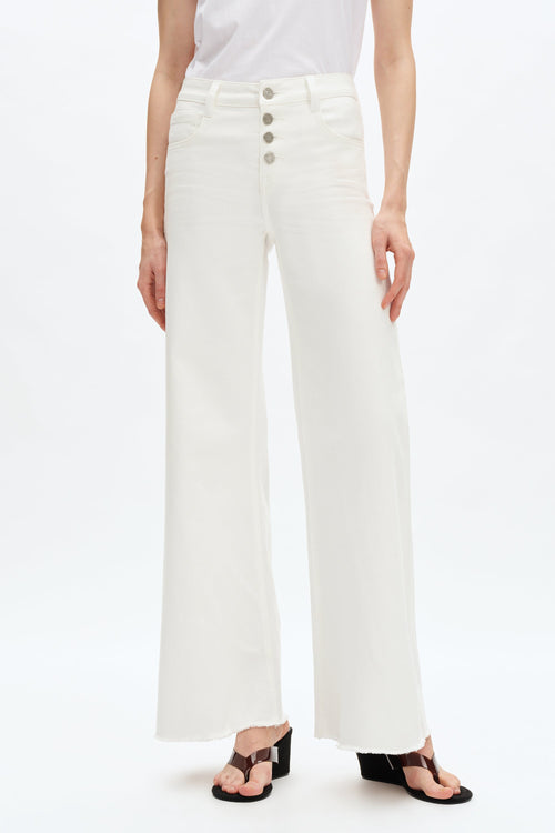 Bayeas Maeve Cedar Mid Rise Wide Leg Jeans - White