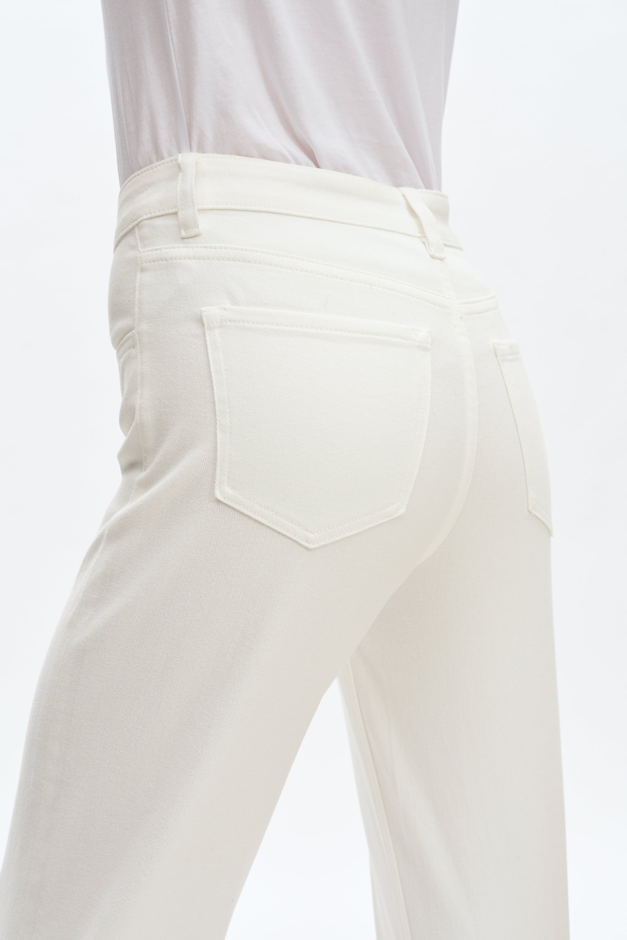 Bayeas Maeve Cedar Mid Rise Wide Leg Jeans - White