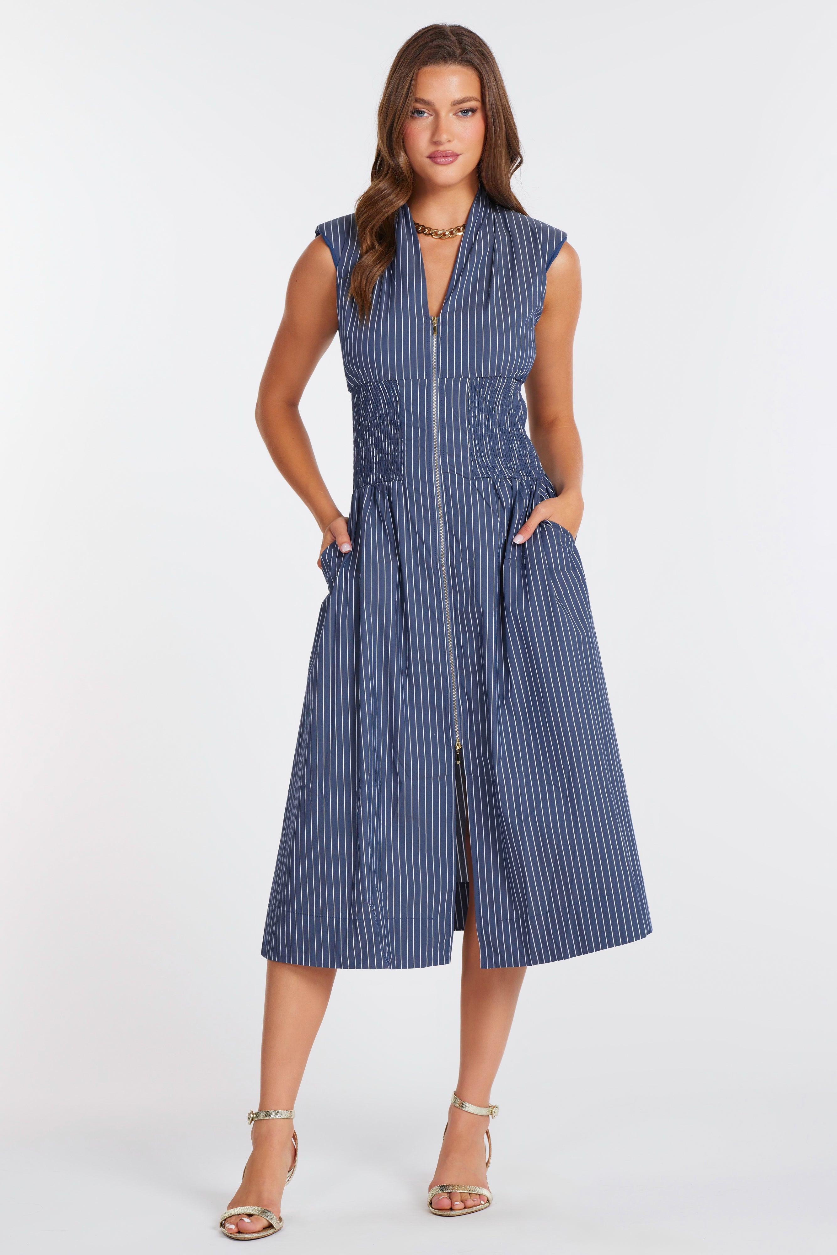 Bishop + Young Skye Zip Front Dress - Navy
