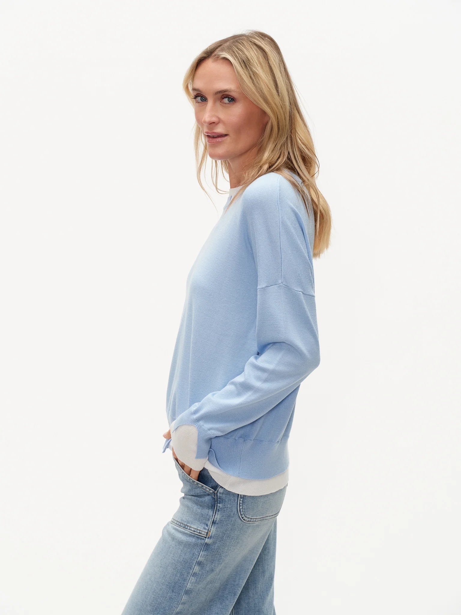 Six Fifty Claire Double Hem Sweater - Blue