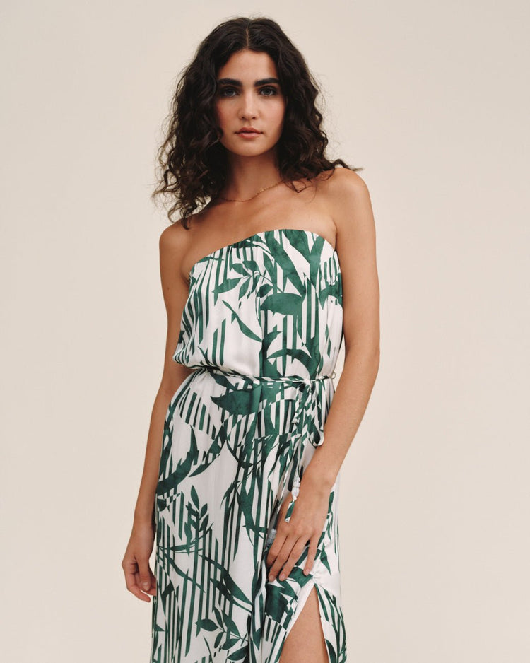 Bella Dahl Palm Strapless Midi Dress