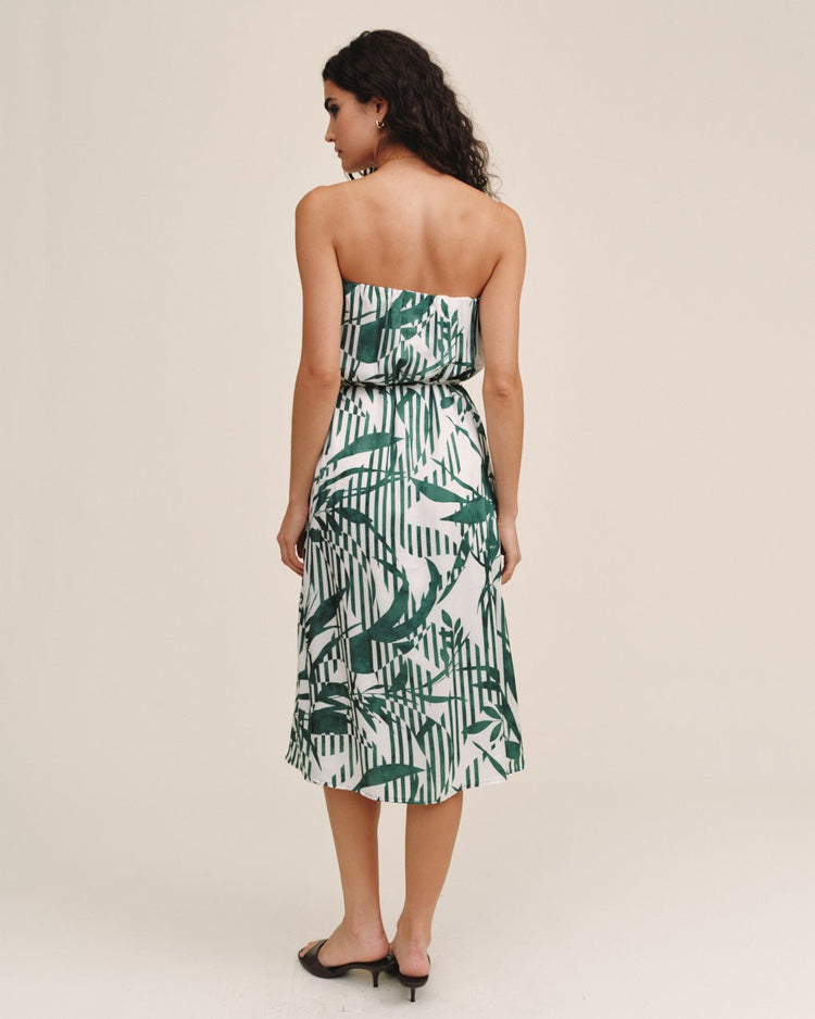 Bella Dahl Palm Strapless Midi Dress