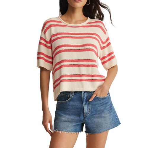 Z Supply Prado Stripe Sweater Tee -Coral
