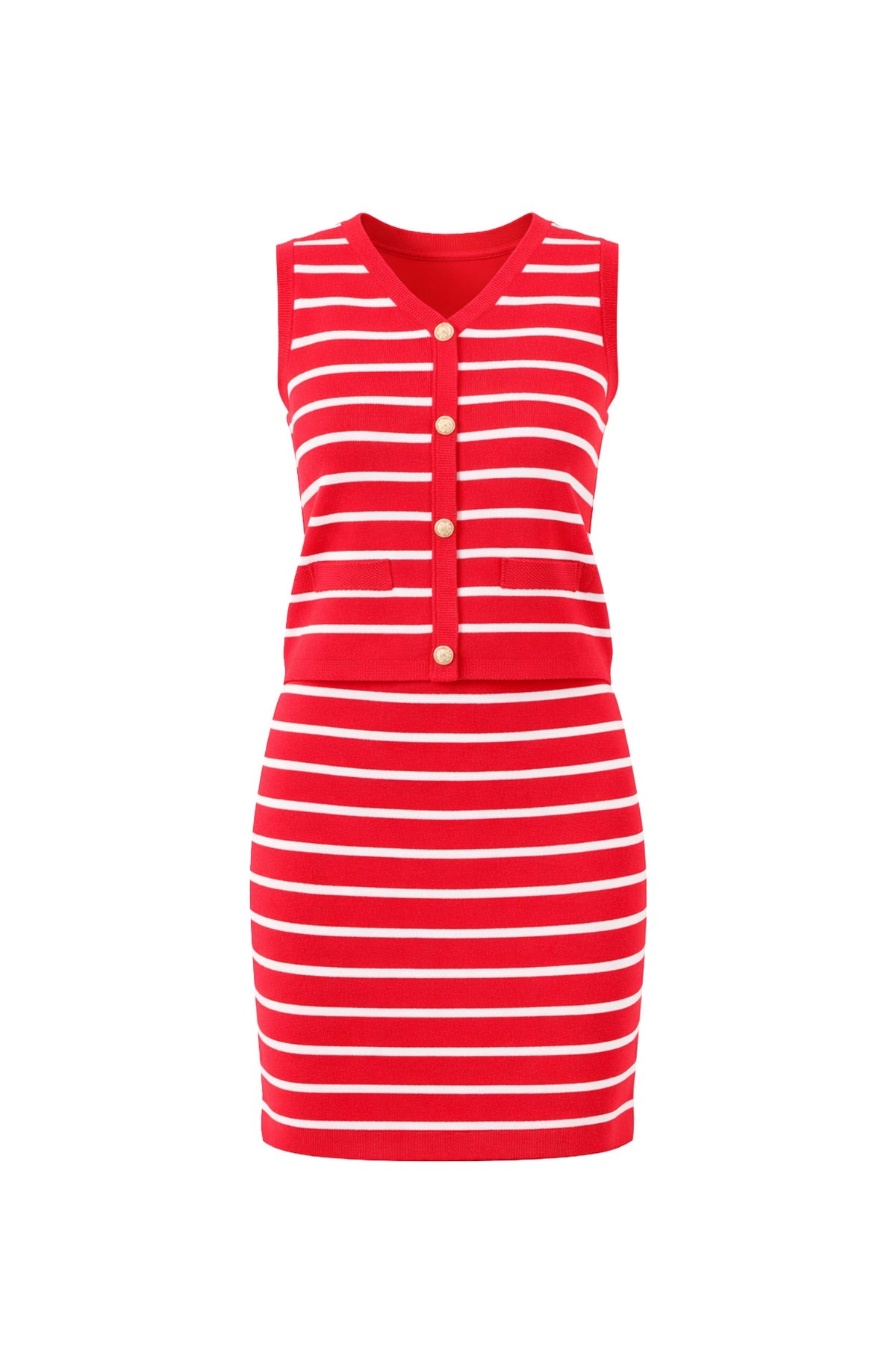 River Red Stripe Knit Set