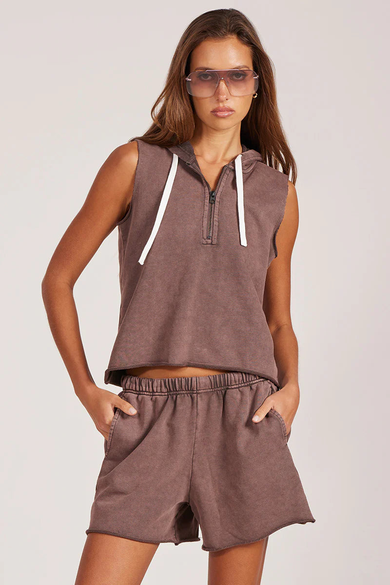 Bobi Sleeveless Half Zip Hoodie