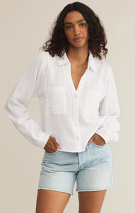 Z Supply Campo Button Up Gauze Top White