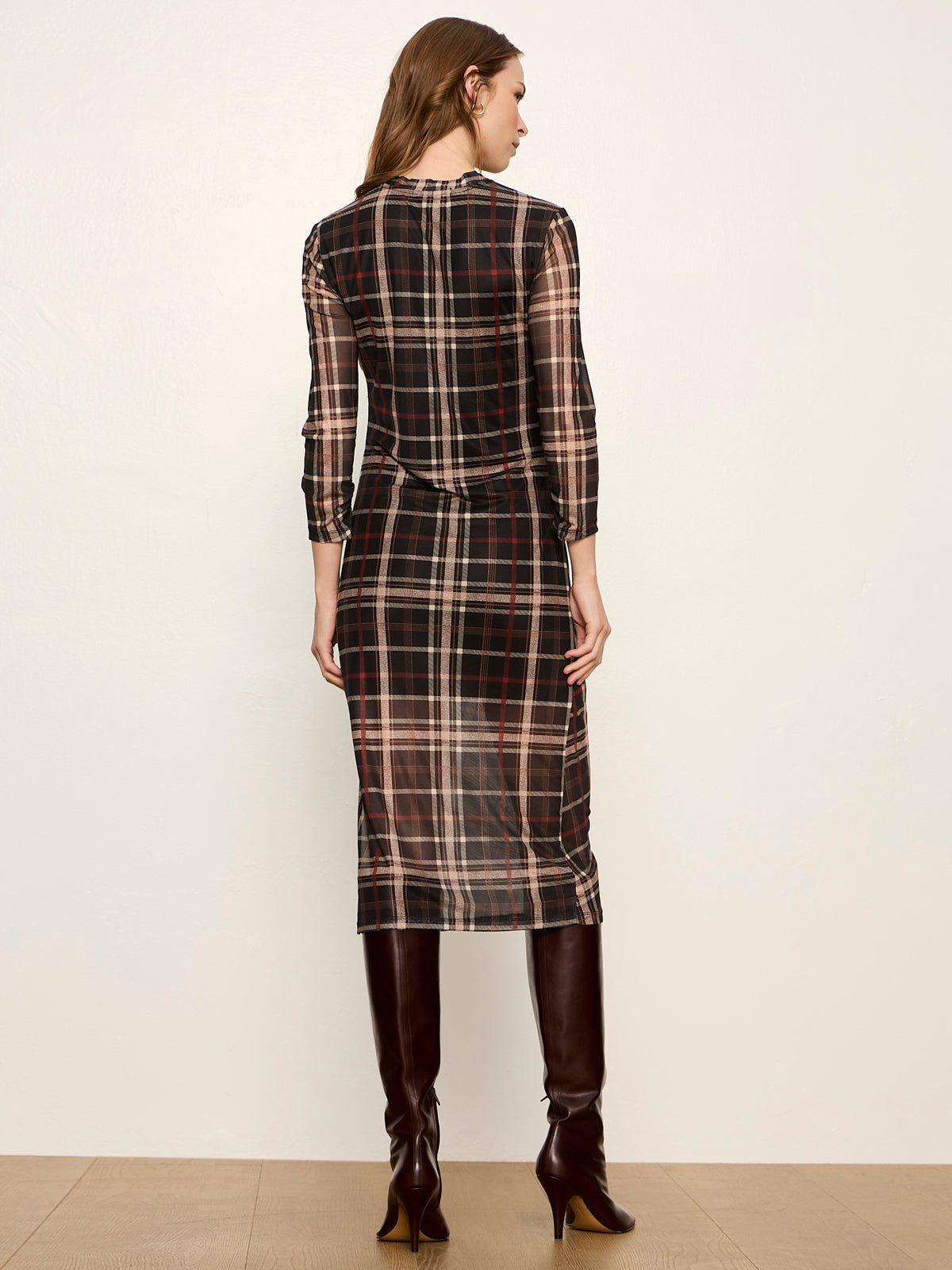 Sanctuary Easy Autumn Mesh Dress - Cinder Plaid