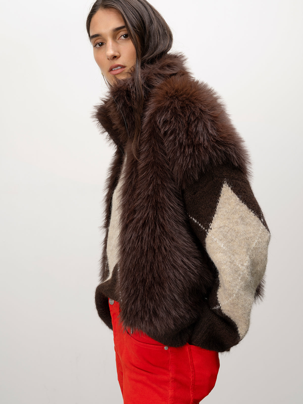 Sanctuary Silky Fur Vest - Espresso Martini