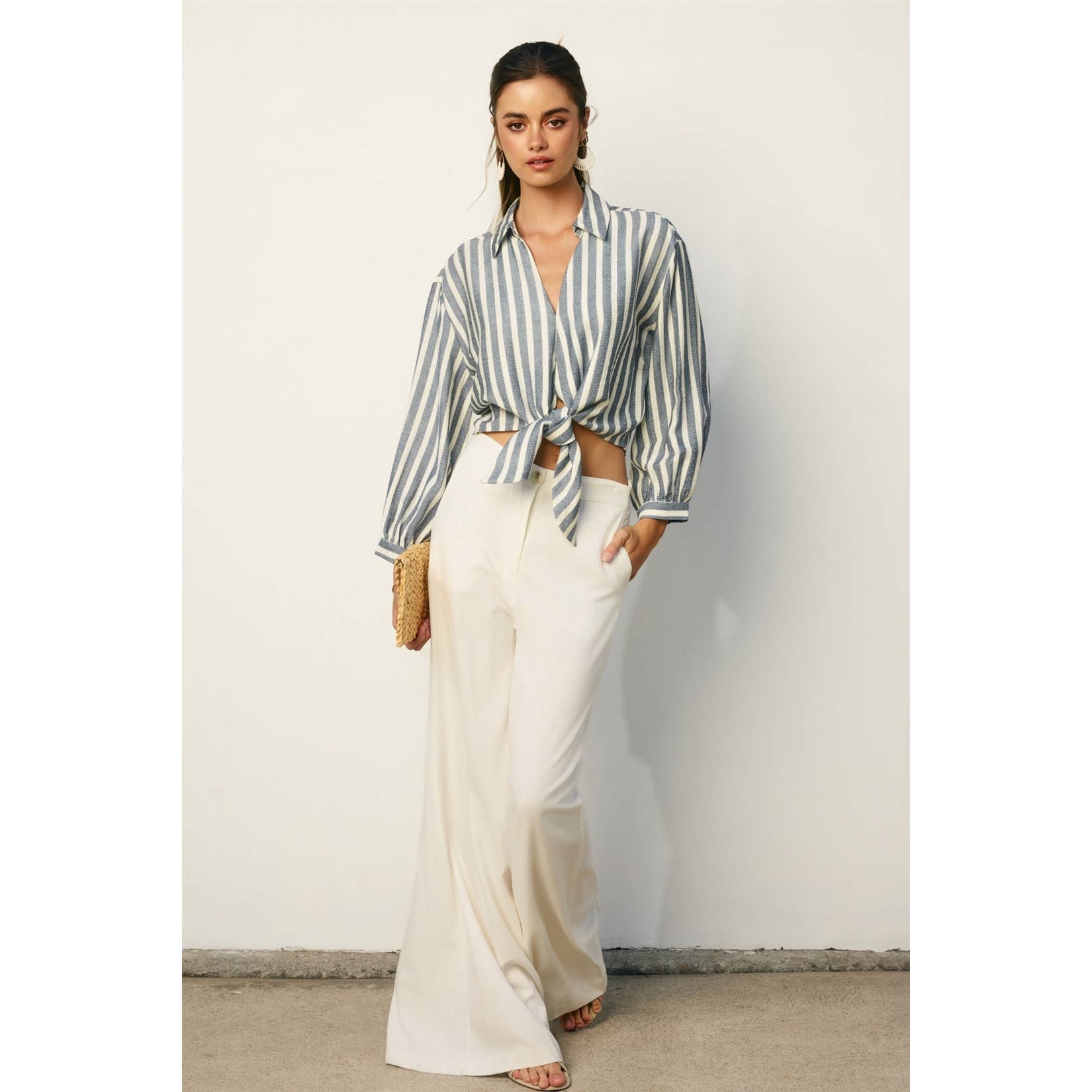 Dress Forum Nautical Stripe Knot Front Shirt